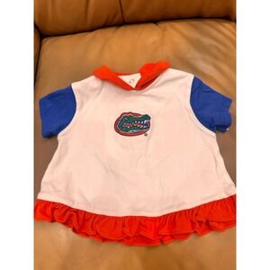 Vintage Kid Athlete Florida Gators Baby Girls 12M Ruffle Shirt Orange blue